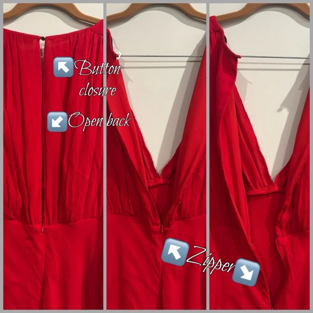 Shona Joy Amina Plunge Balloon Sleeve Red Maxi Dress - Picture 7 of 7